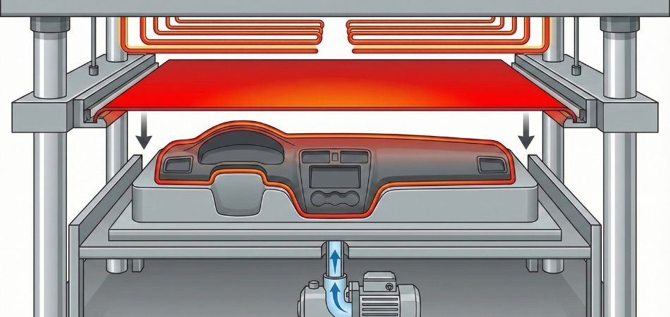 vacuum forming machine diagram process steps
