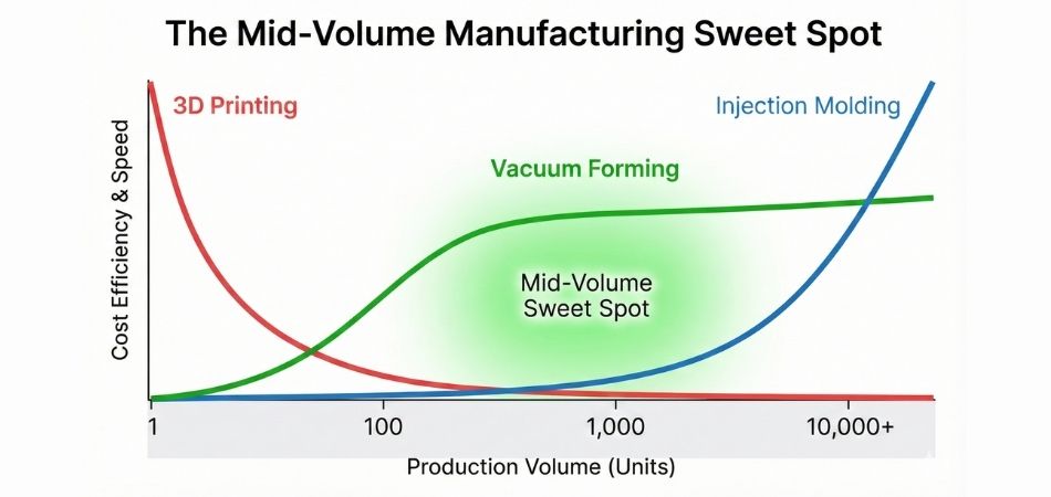 vacuum forming vs 3d printing mid volume chart