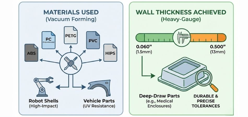 materials used vacuum forming- infographic