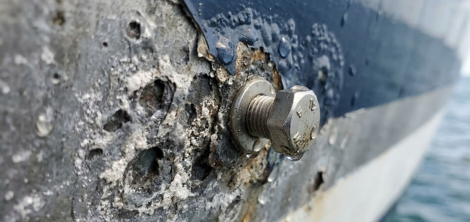 galvanic corrosion on aluminum galvanic corrosion on an aluminum marine component.