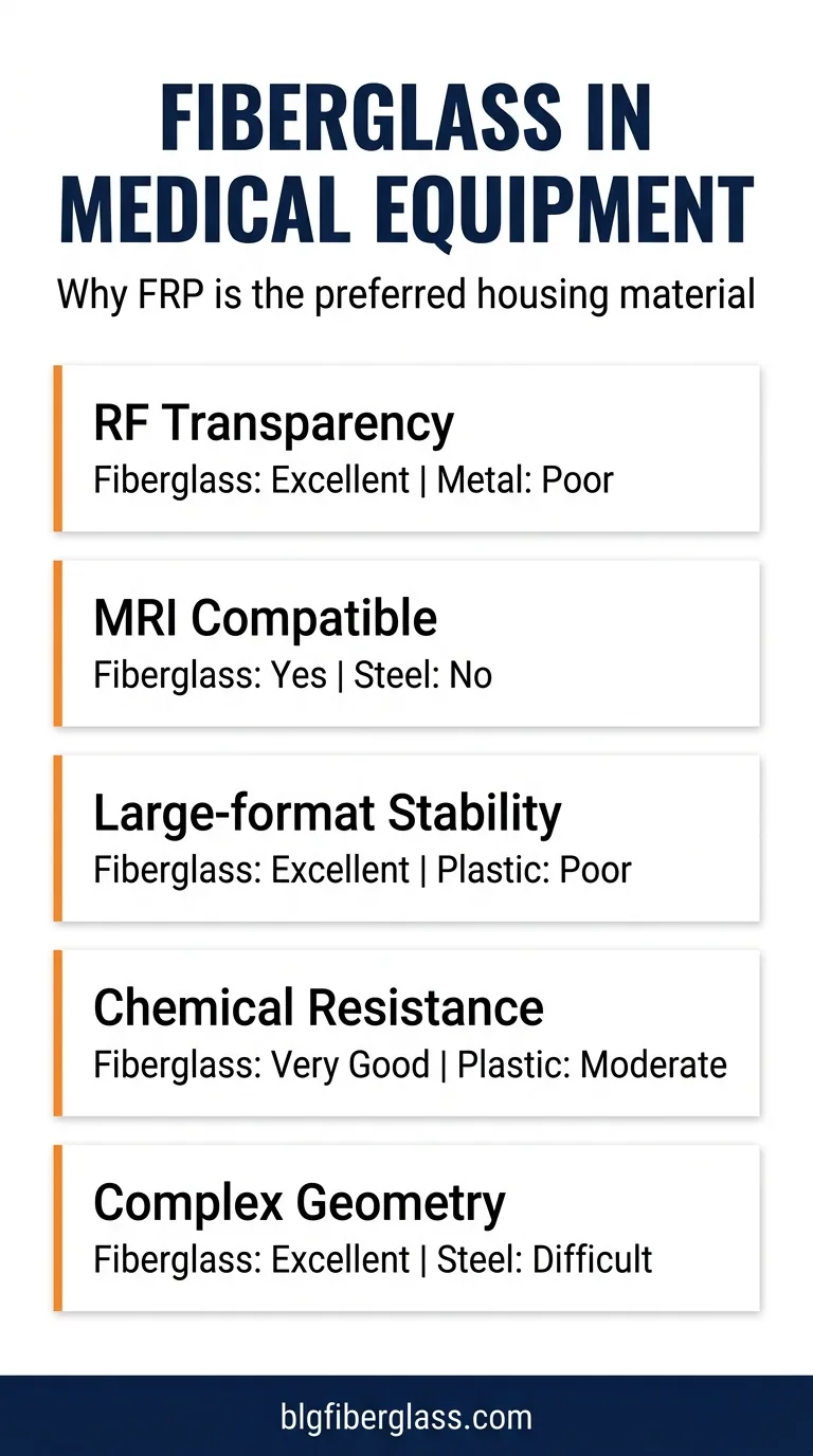 Fiberglass in medical equipment properties: RF transparency, MRI compatibility, stability comparison