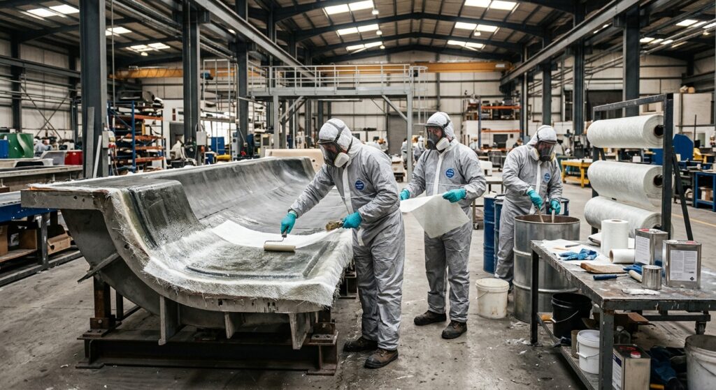 hand lay up fiberglass frp manufacturing