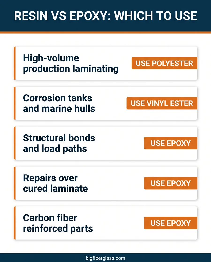 Guide to choosing polyester, vinyl ester, or epoxy resin for fiberglass by application